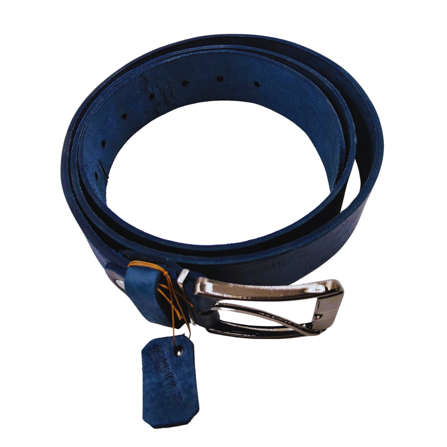 Genuine blue leather belt – Vegetable tanned