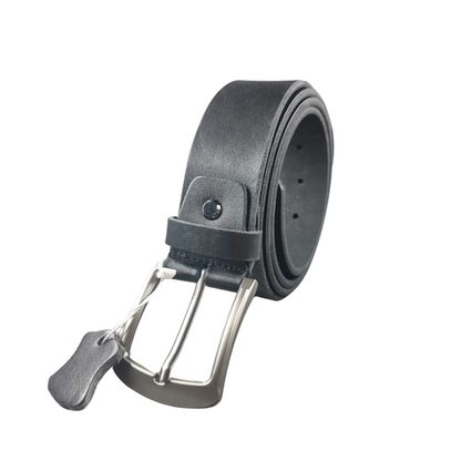 Ceinture en Cuir Véritable - Tannage Végétal - Noire - Largeur 4 cm