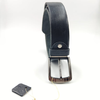 Ceinture en cuir véritable noir – Tannage végétal