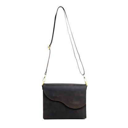 Brown Pull-Up Cowhide Leather Shoulder Bag – Elegance and Character