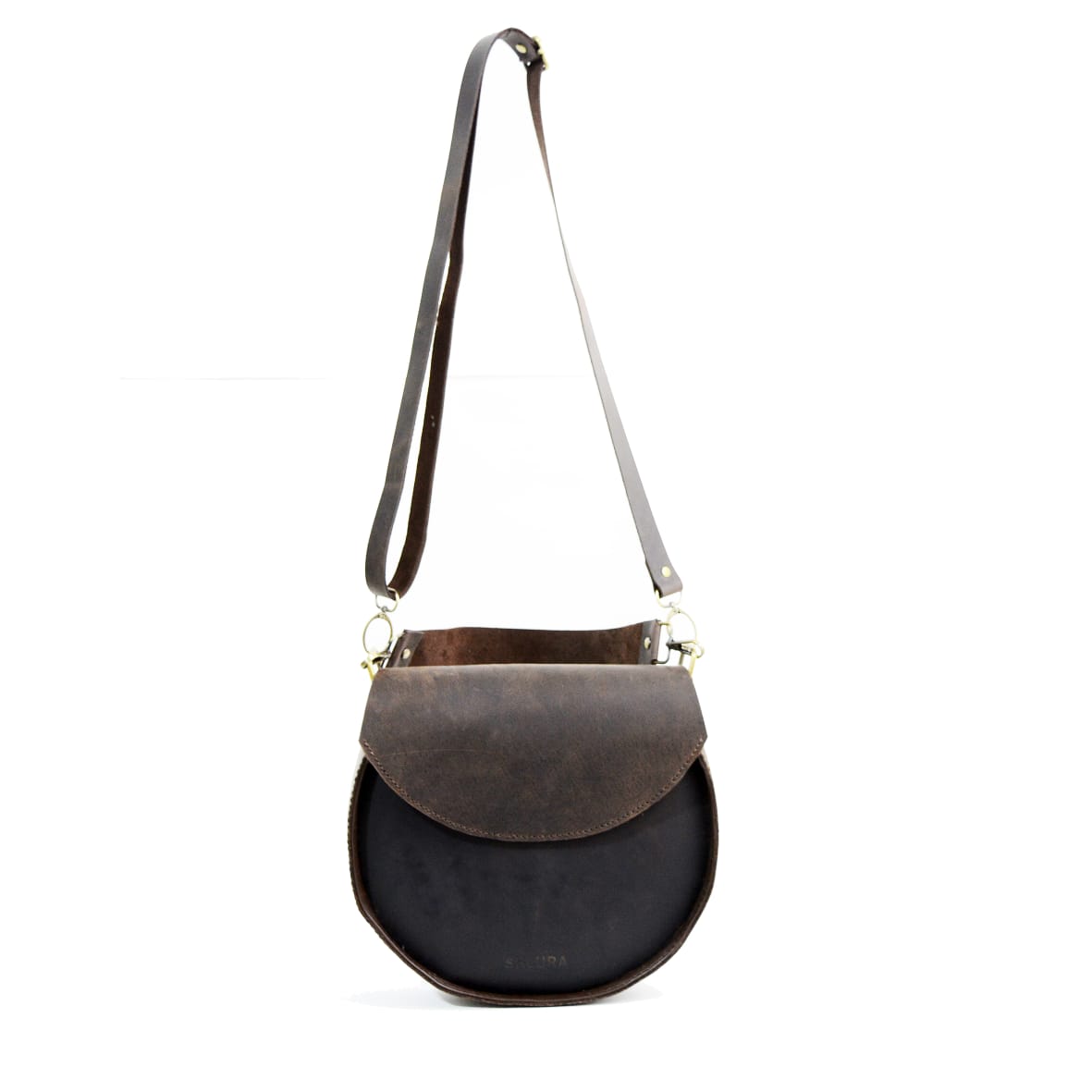 Brown Pull-Up Cowhide Leather Shoulder Bag – Elegance and Authenticity