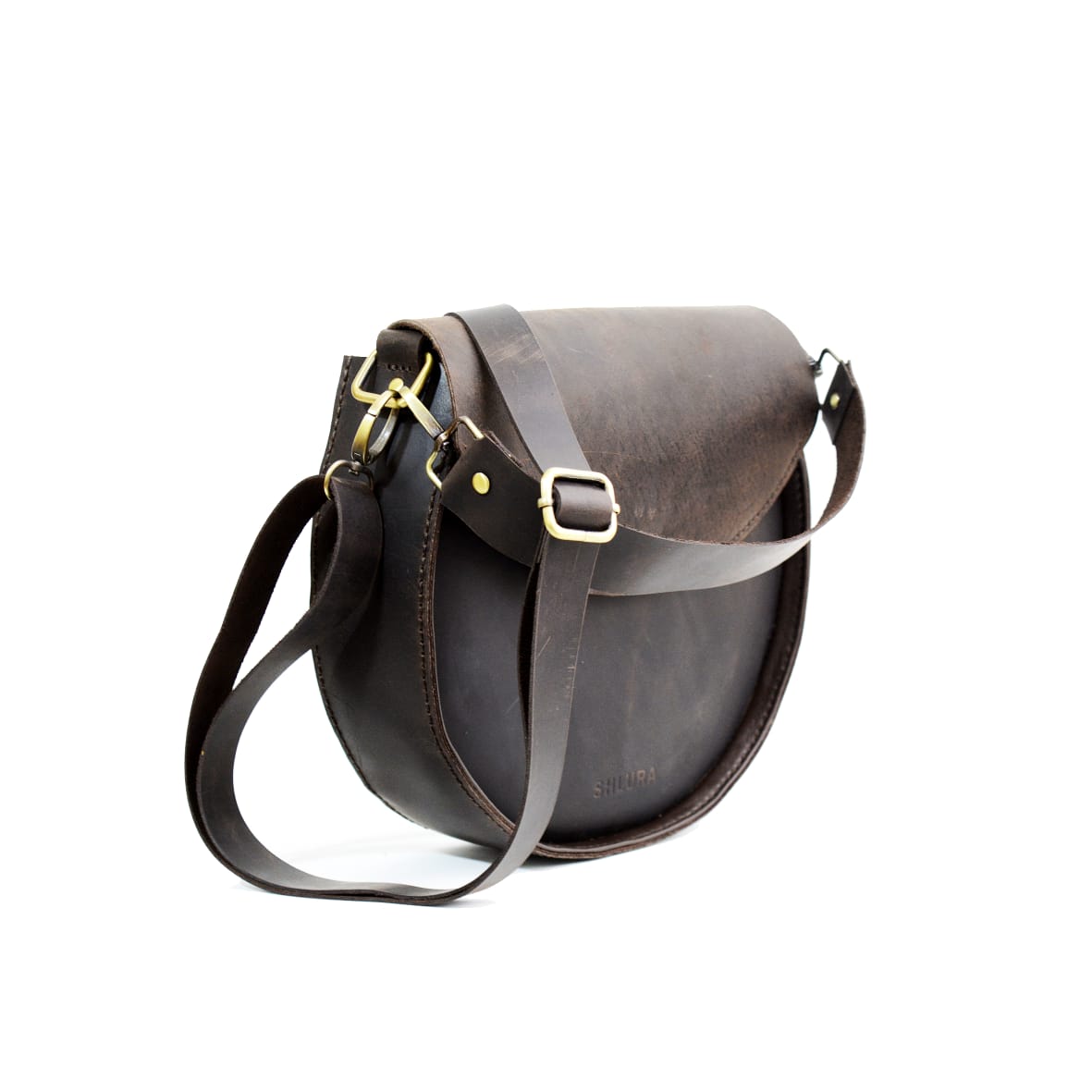 Brown Pull-Up Cowhide Leather Shoulder Bag – Elegance and Authenticity