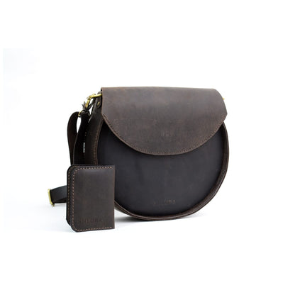 Brown Pull-Up Cowhide Leather Shoulder Bag – Elegance and Authenticity