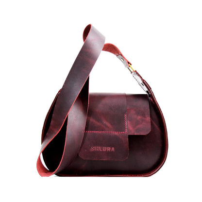 Bordeaux Pull-Up Cowhide Leather Shoulder Bag – Elegance and Character