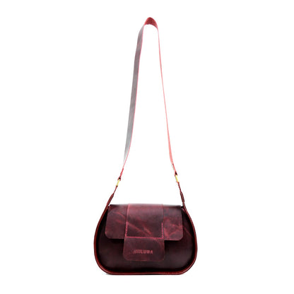 Bordeaux Pull-Up Cowhide Leather Shoulder Bag – Elegance and Character