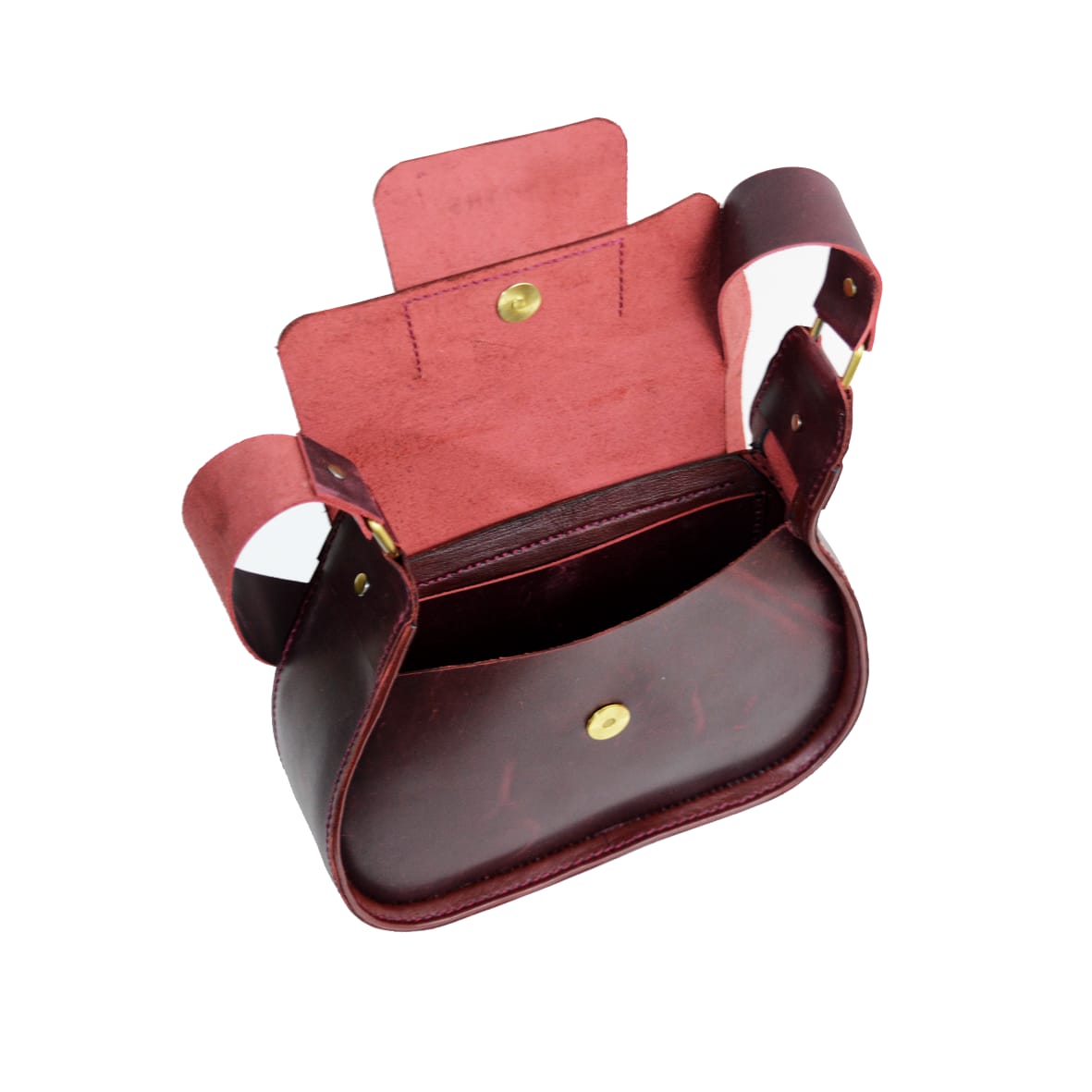 Sac Bandoulière en Cuir de Vachette Pull-Up Bordeaux – Élégance et Caractère