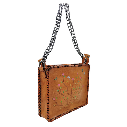 Hand-Painted and Engraved Leather Bag