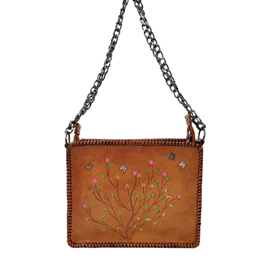 Hand-Painted and Engraved Leather Bag