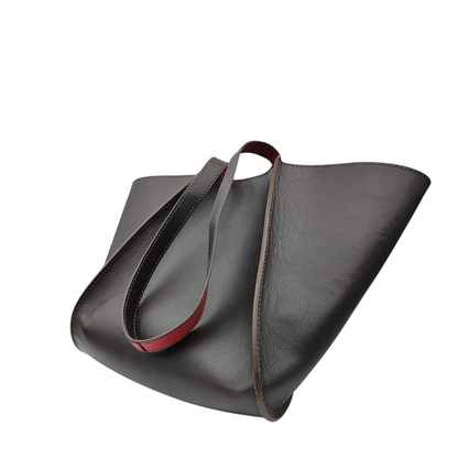 Sac cabas en cuir véritable - Design pliable et artisanal