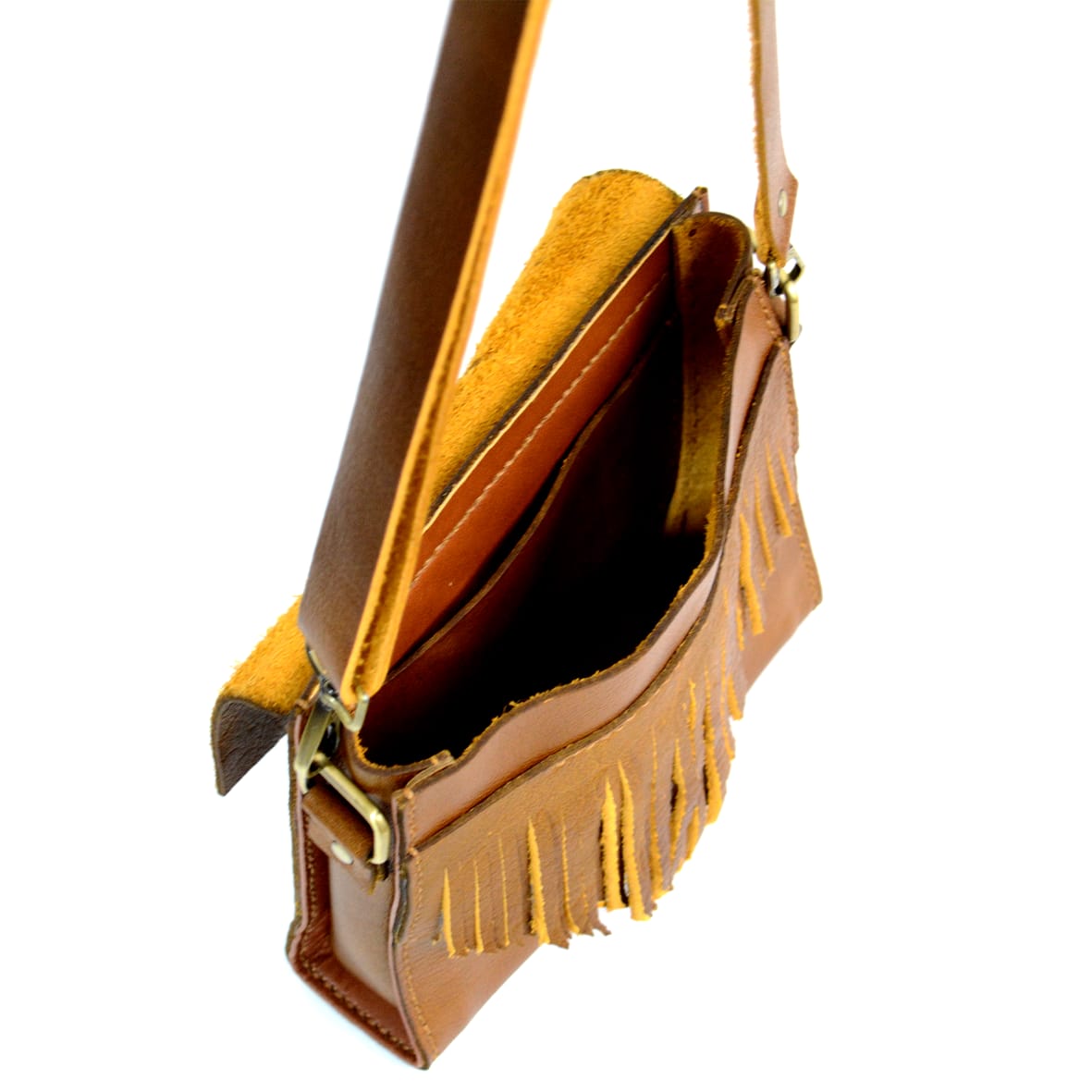 Camel Buffalo Leather Shoulder Bag – Bohemian Style and Unique Character